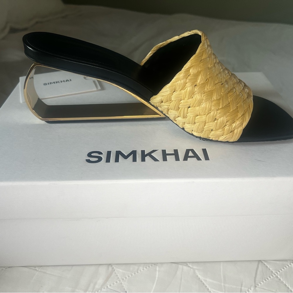 SIMKAI Women's raffia Woven Slide Sandals